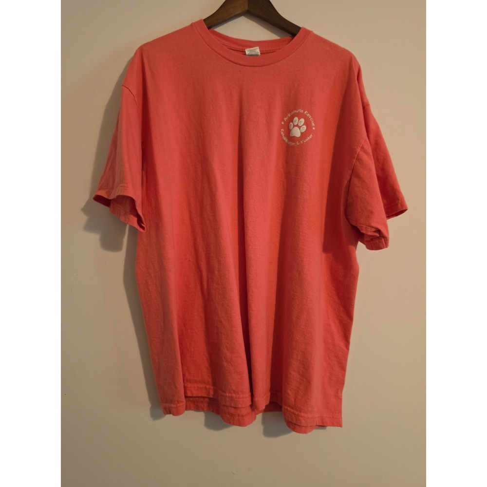 Gildan Hammer T Shirt Mens 2XL Coral Cotton ARRF Dog Rescue Graphic Tee Classic